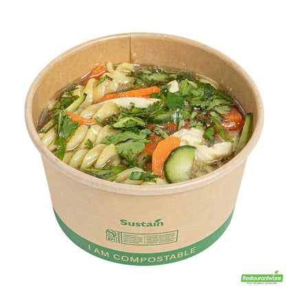 Wholesale Restaurantware 12 Oz Round Kraft Paper Soup Container - Compostable - 4.5" X 4.5" X 2.4"- Bulk