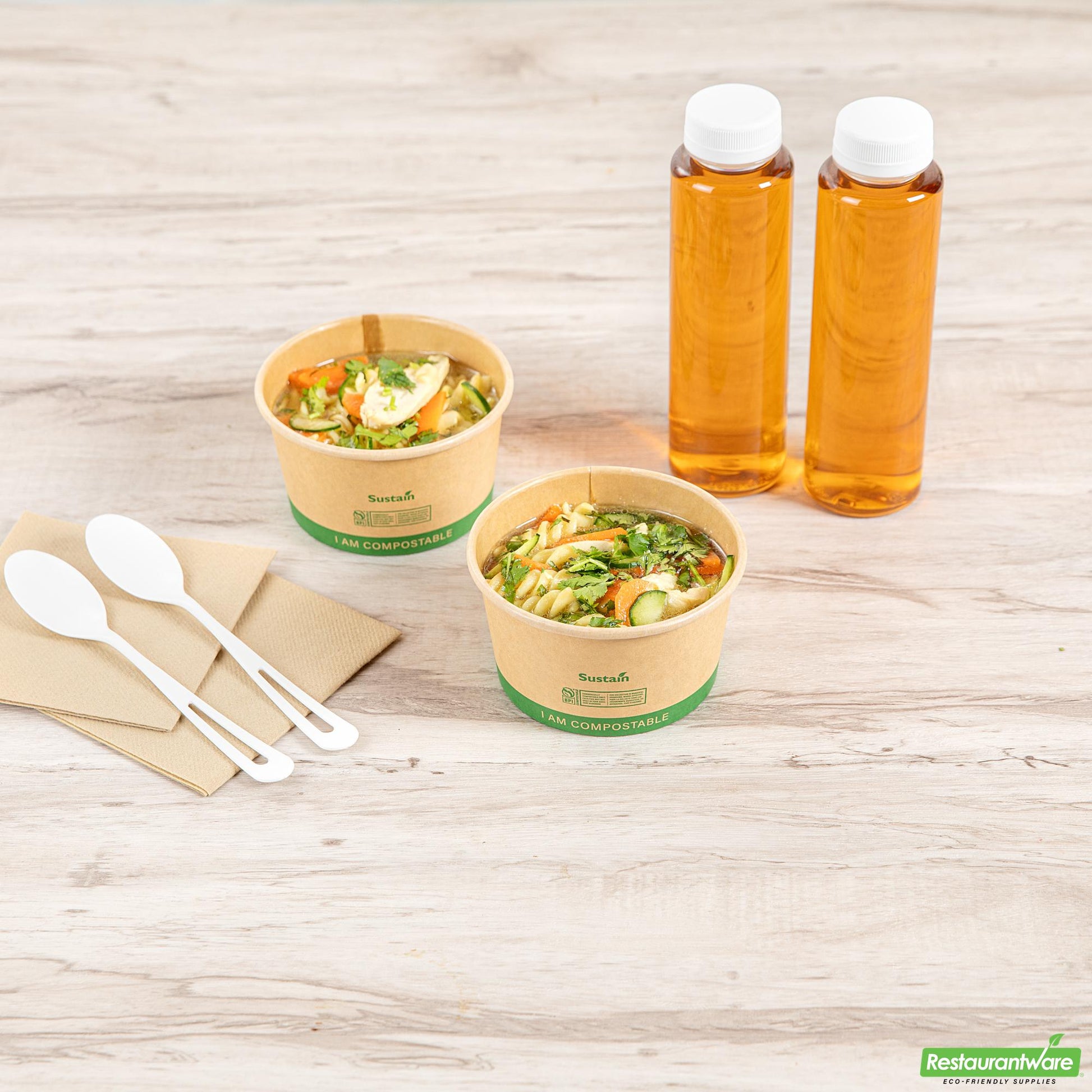 Wholesale Restaurantware 12 Oz Round Kraft Paper Soup Container - Compostable - 4.5" X 4.5" X 2.4"- Bulk