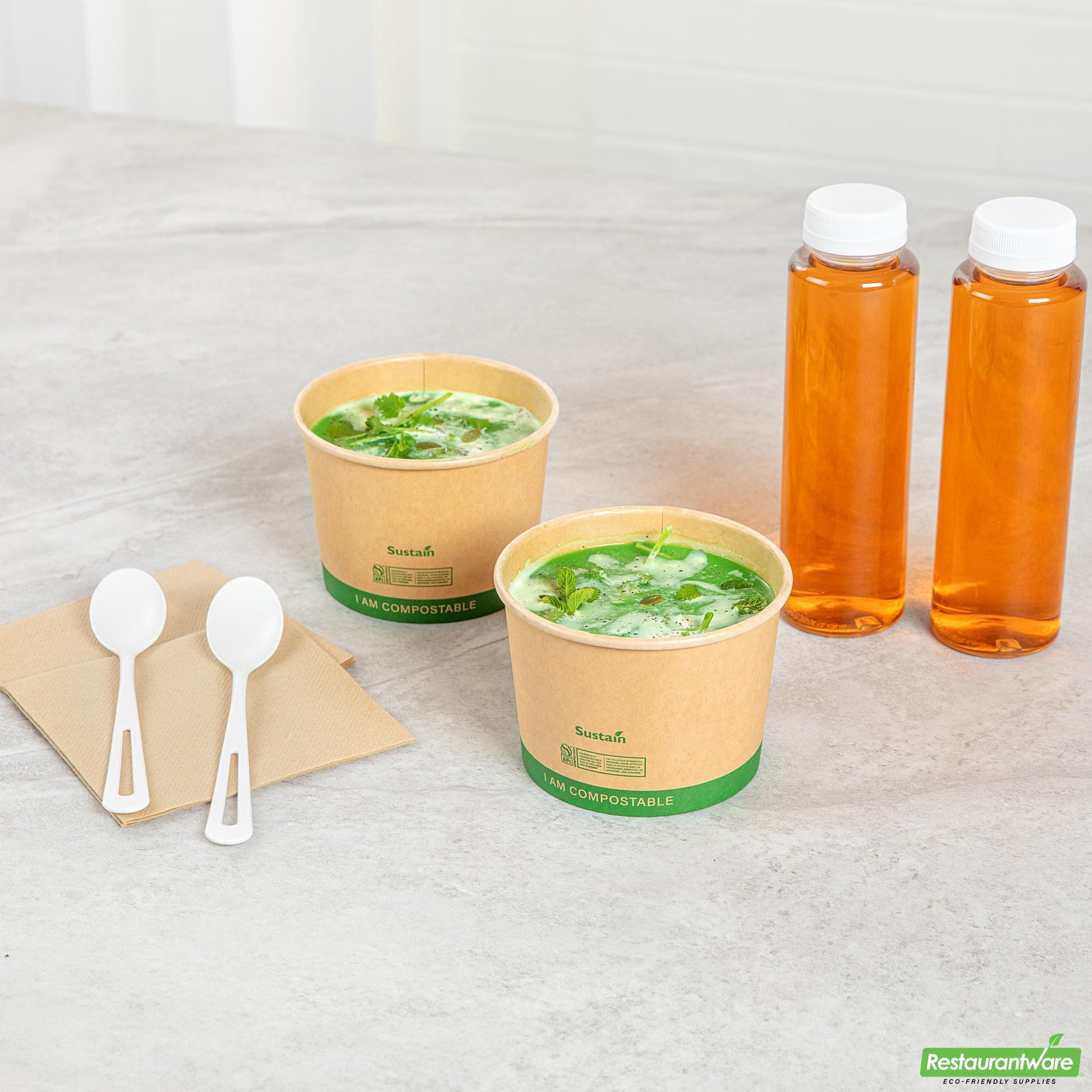 Wholesale Restaurantware 16 Oz Round Kraft Paper Soup Container - Compostable - 4.5" X 4.5" X 3.2"- Bulk
