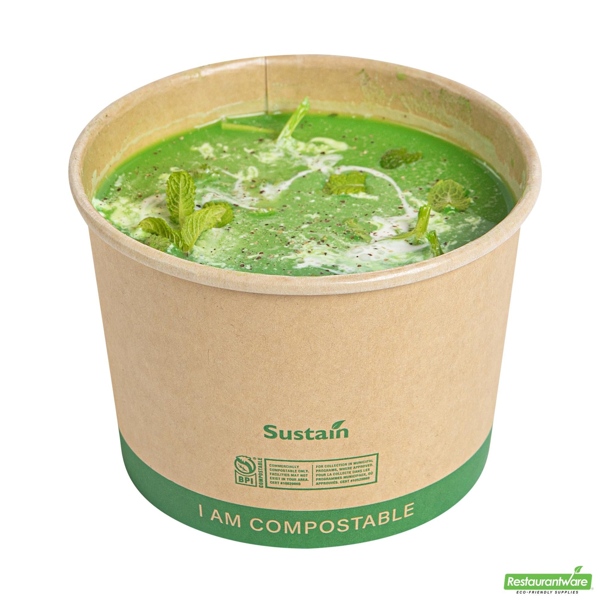 Wholesale Restaurantware 16 Oz Round Kraft Paper Soup Container - Compostable - 4.5" X 4.5" X 3.2"- Bulk