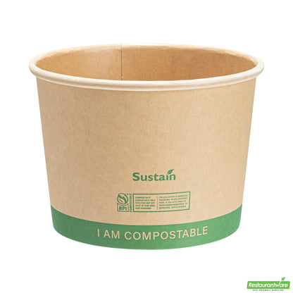 Wholesale Restaurantware 16 Oz Round Kraft Paper Soup Container - Compostable - 4.5" X 4.5" X 3.2"- Bulk