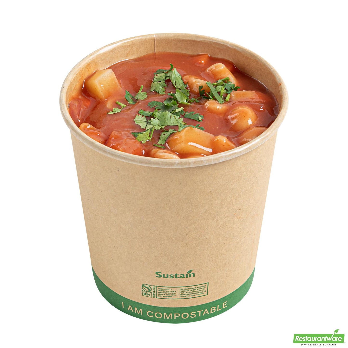 Wholesale Restaurantware 24 Oz Round Kraft Paper Soup Container - Compostable - 4.5" X 4.5" X 4.4"- Bulk