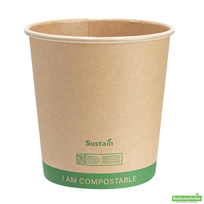 Wholesale Restaurantware 24 Oz Round Kraft Paper Soup Container - Compostable - 4.5" X 4.5" X 4.4"- Bulk