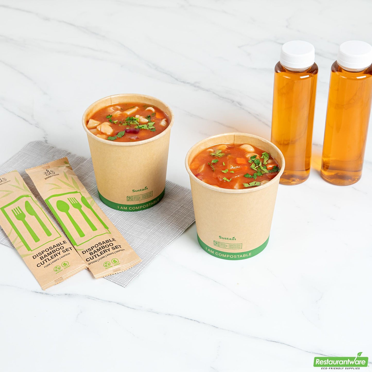 Wholesale Restaurantware 24 Oz Round Kraft Paper Soup Container - Compostable - 4.5" X 4.5" X 4.4"- Bulk