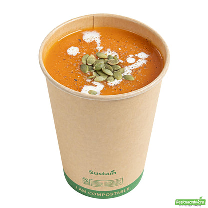 Wholesale Restaurantware 32 Oz Round Kraft Paper Soup Container - Compostable - 4.5" X 4.5" X 5.8"- Bulk