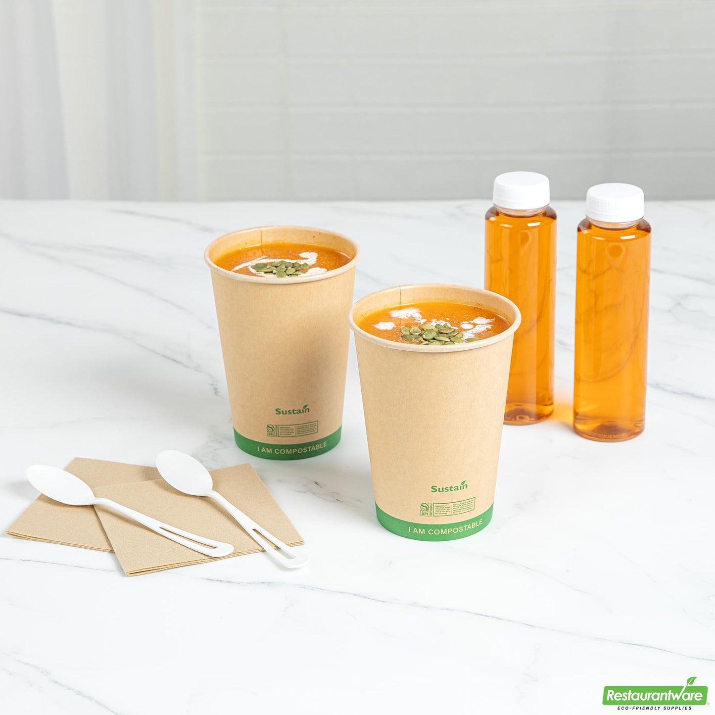 Wholesale Restaurantware 32 Oz Round Kraft Paper Soup Container - Compostable - 4.5" X 4.5" X 5.8"- Bulk