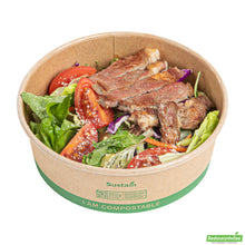 Wholesale Restaurantware 17 Oz Round Kraft Paper Take Out Container - Compostable - 5.9" X 5.9" X 2"- Bulk