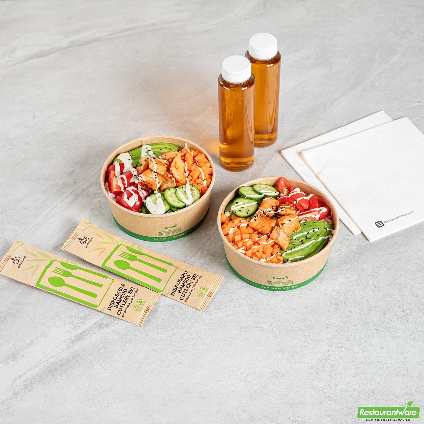 Wholesale Restaurantware 37 Oz Round Kraft Paper Take Out Container - Compostable - 6.5" X 6.5" X 2.6"- Bulk