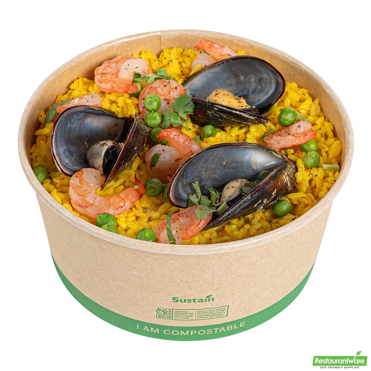 Wholesale Restaurantware 44 Oz Round Kraft Paper Take Out Container - Compostable - 6.5" X 6.5" X 3"- Bulk