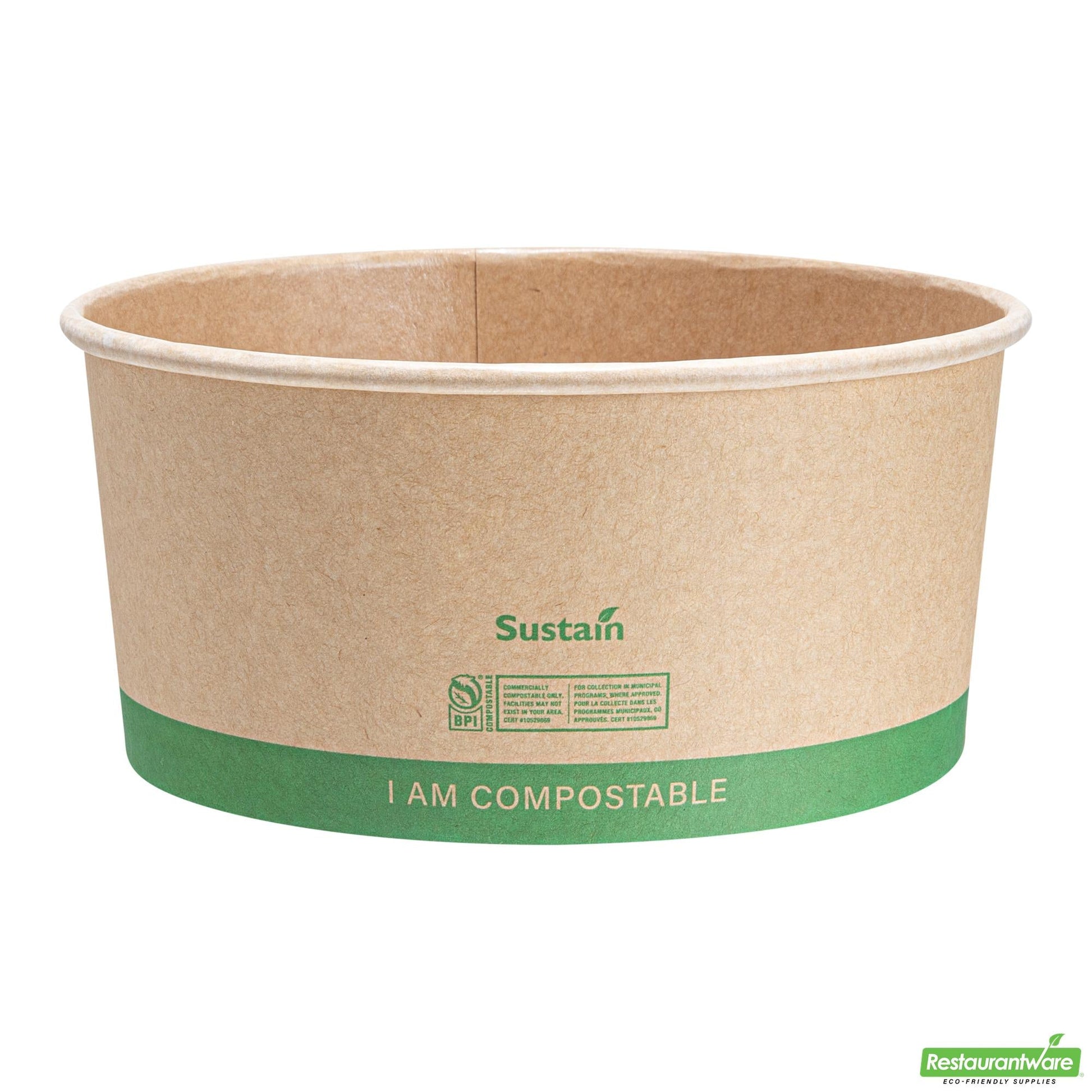 Wholesale Restaurantware 44 Oz Round Kraft Paper Take Out Container - Compostable - 6.5" X 6.5" X 3"- Bulk