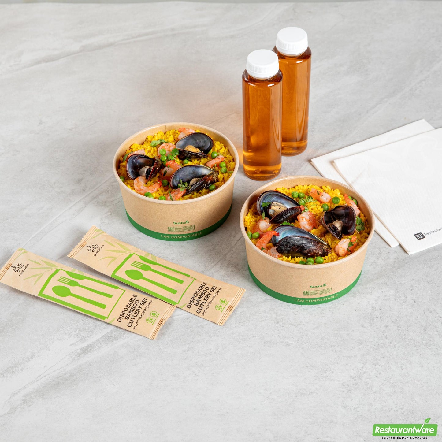 Wholesale Restaurantware 44 Oz Round Kraft Paper Take Out Container - Compostable - 6.5" X 6.5" X 3"- Bulk