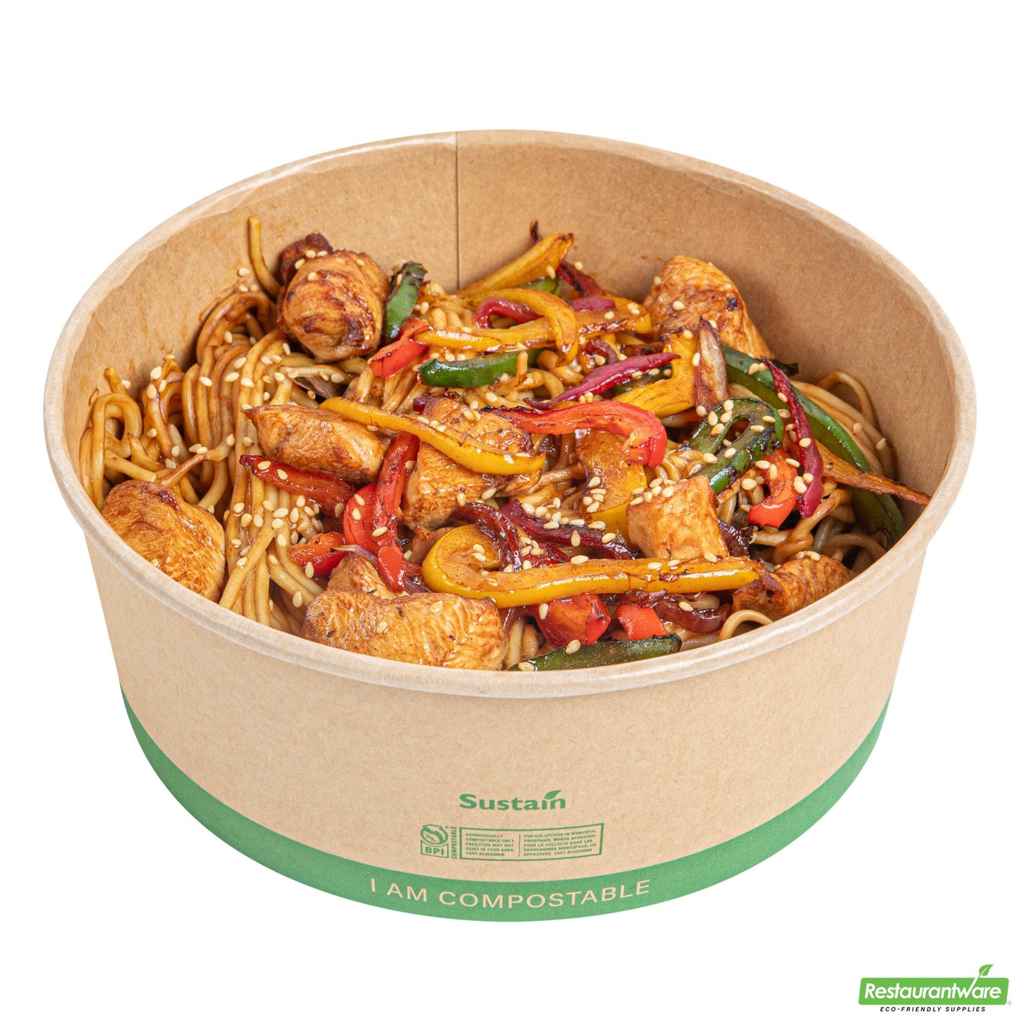 Wholesale Restaurantware 50 Oz Round Kraft Paper Take Out Container - Compostable - 7.2" X 7.2" X 2.8"- Bulk