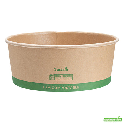Wholesale Restaurantware 50 Oz Round Kraft Paper Take Out Container - Compostable - 7.2" X 7.2" X 2.8"- Bulk