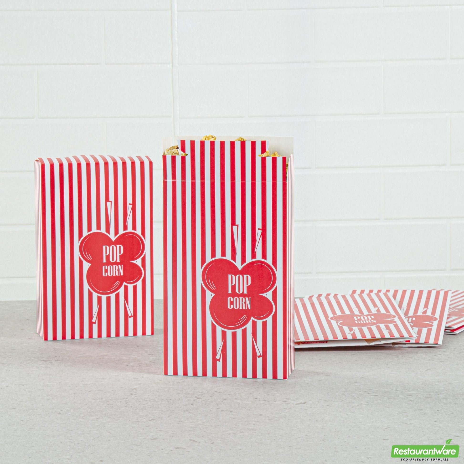 Wholesale Restaurantware Bio Tek 1.25 Oz Red Paper Popcorn Box - 4 3/4" X 2" X 7 1/2" - 400 Count Box- Bulk