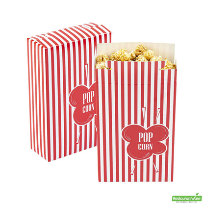 Wholesale Restaurantware Bio Tek 1.25 Oz Red Paper Popcorn Box - 4 3/4" X 2" X 7 1/2" - 400 Count Box- Bulk