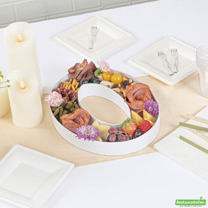 Restaurantware Base White Paper Charcuterie Fillable Number 0 Tray - 12" X 10" X 1.6"