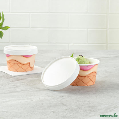 Wholesale Restaurantware Round White Paper Lid - Fits 8 Oz to Go Cup, with Spoon - 3.8" X 3.8" X 0.6"- Bulk
