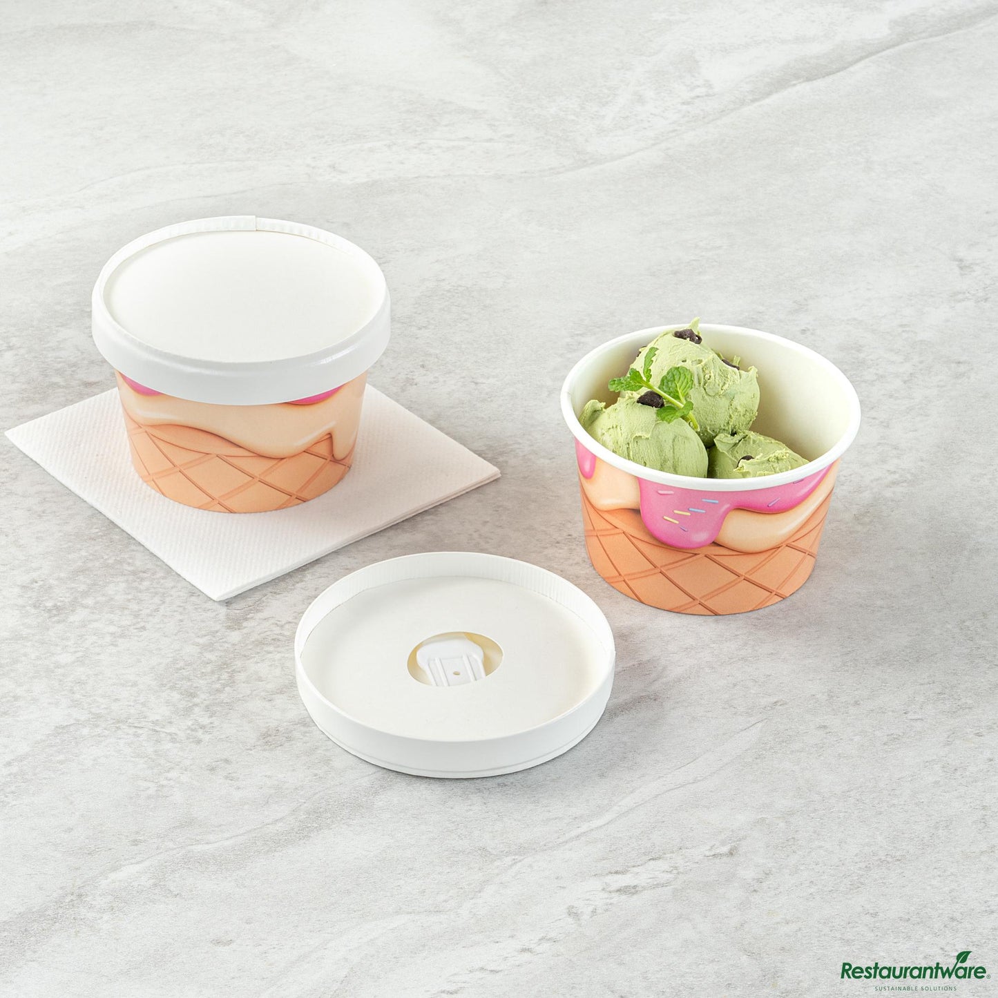 Wholesale Restaurantware Round White Paper Lid - Fits 8 Oz to Go Cup, with Spoon - 3.8" X 3.8" X 0.6"- Bulk