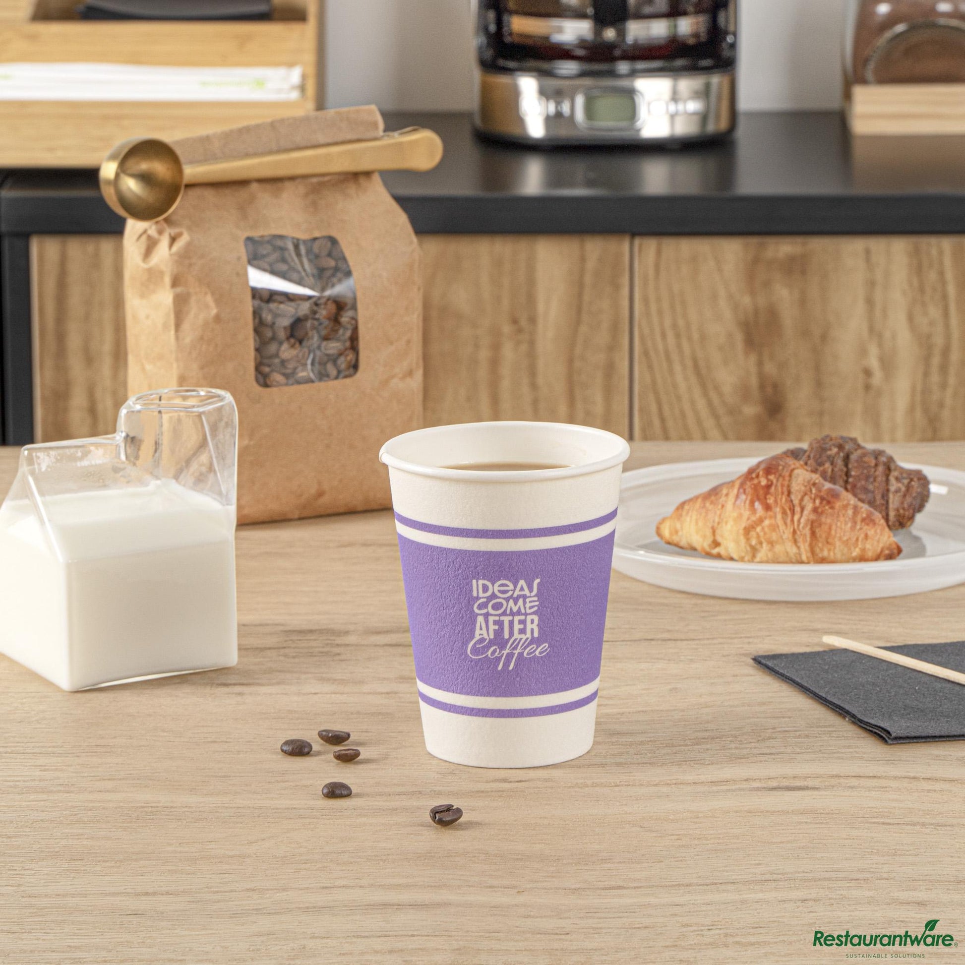 Wholesale Restaurantware 12 Oz Purple Paper Insulated Hot Cup - 2.3" X 2.3" X 4.3"- Bulk