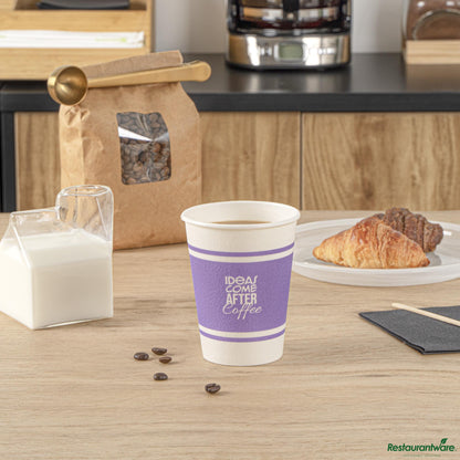 Wholesale Restaurantware 12 Oz Purple Paper Insulated Hot Cup - 2.3" X 2.3" X 4.3"- Bulk