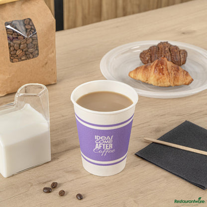 Wholesale Restaurantware 12 Oz Purple Paper Insulated Hot Cup - 2.3" X 2.3" X 4.3"- Bulk