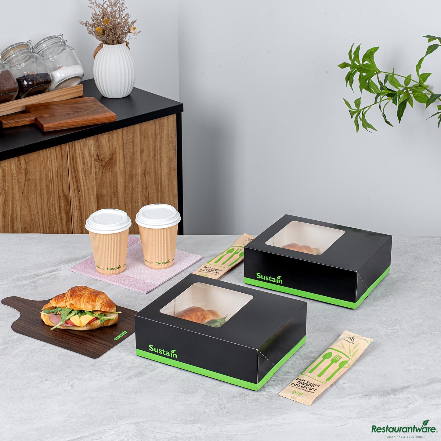 Restaurantware Rectangle Black Paper Auto-Popup Bakery Box-with Pla Lining and Window - 9" X 7" X 3"