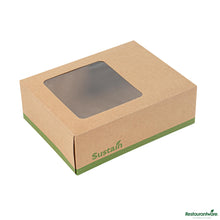 Wholesale Restaurantware Rectangle Kraft Paper Auto-Popup Bakery Box-with Pla Lining and Window - 9" X 7" X 3"- Bulk