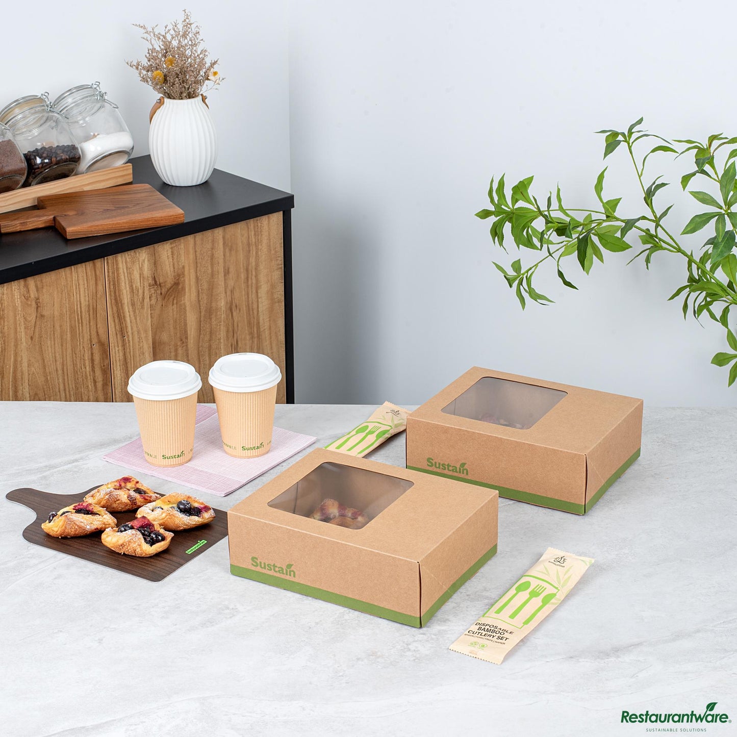 Wholesale Restaurantware Rectangle Kraft Paper Auto-Popup Bakery Box-with Pla Lining and Window - 9" X 7" X 3"- Bulk