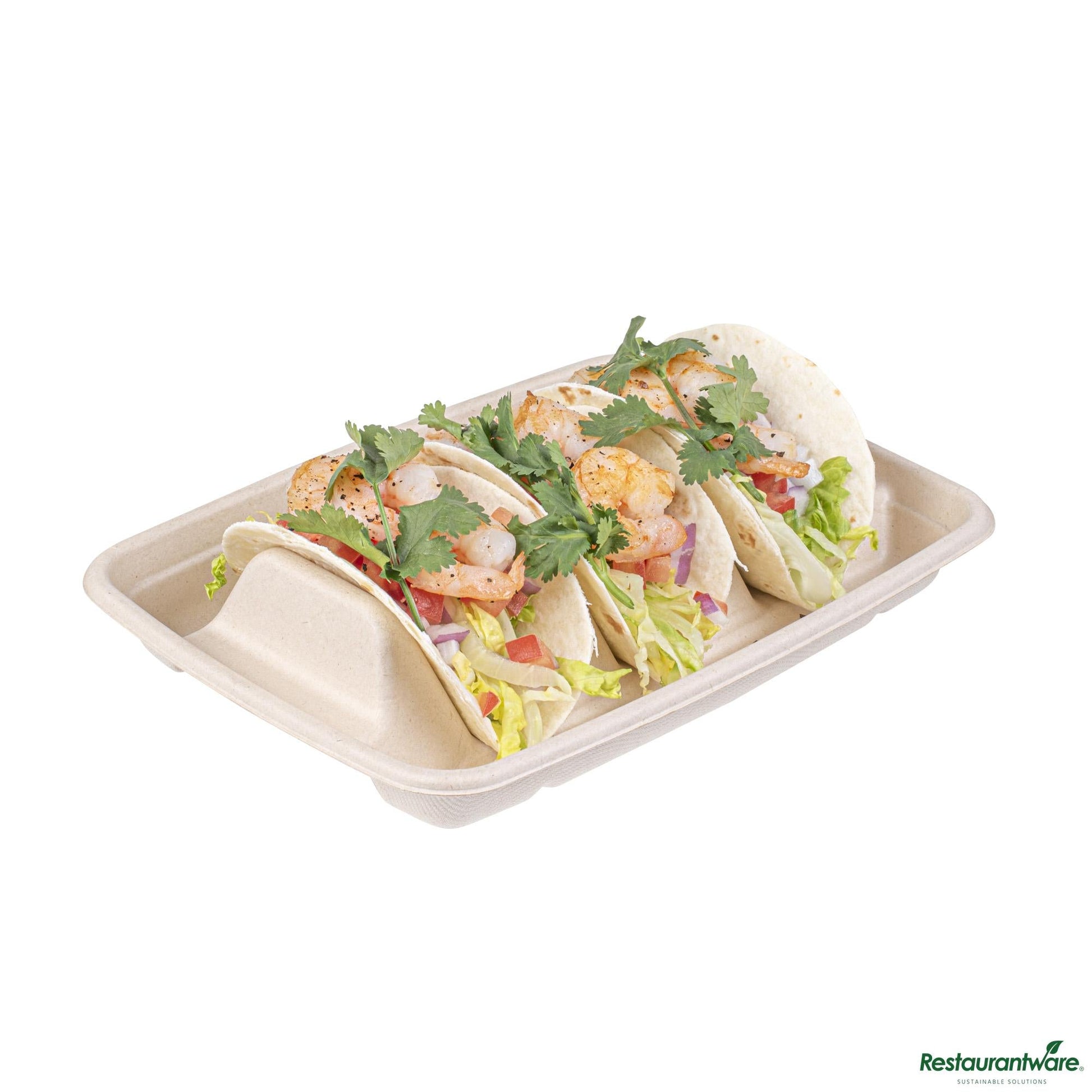 Wholesale Restaurantware Pulp Safe No Pfas Added Natural Sugarcane / Bagasse Taco Holder Tray - 8.9" X 6.5" X 1.7"- Bulk