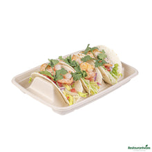Wholesale Restaurantware Pulp Safe No Pfas Added Natural Sugarcane / Bagasse Taco Holder Tray - 8.9" X 6.5" X 1.7"- Bulk