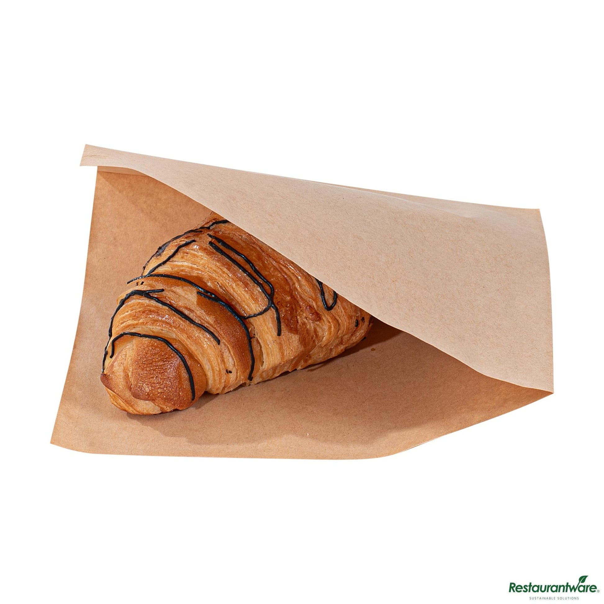 Wholesale Restaurantware Kraft Paper Medium Double Open Bag - Greaseproof - 7" X 6.8" X 0.1"- Bulk