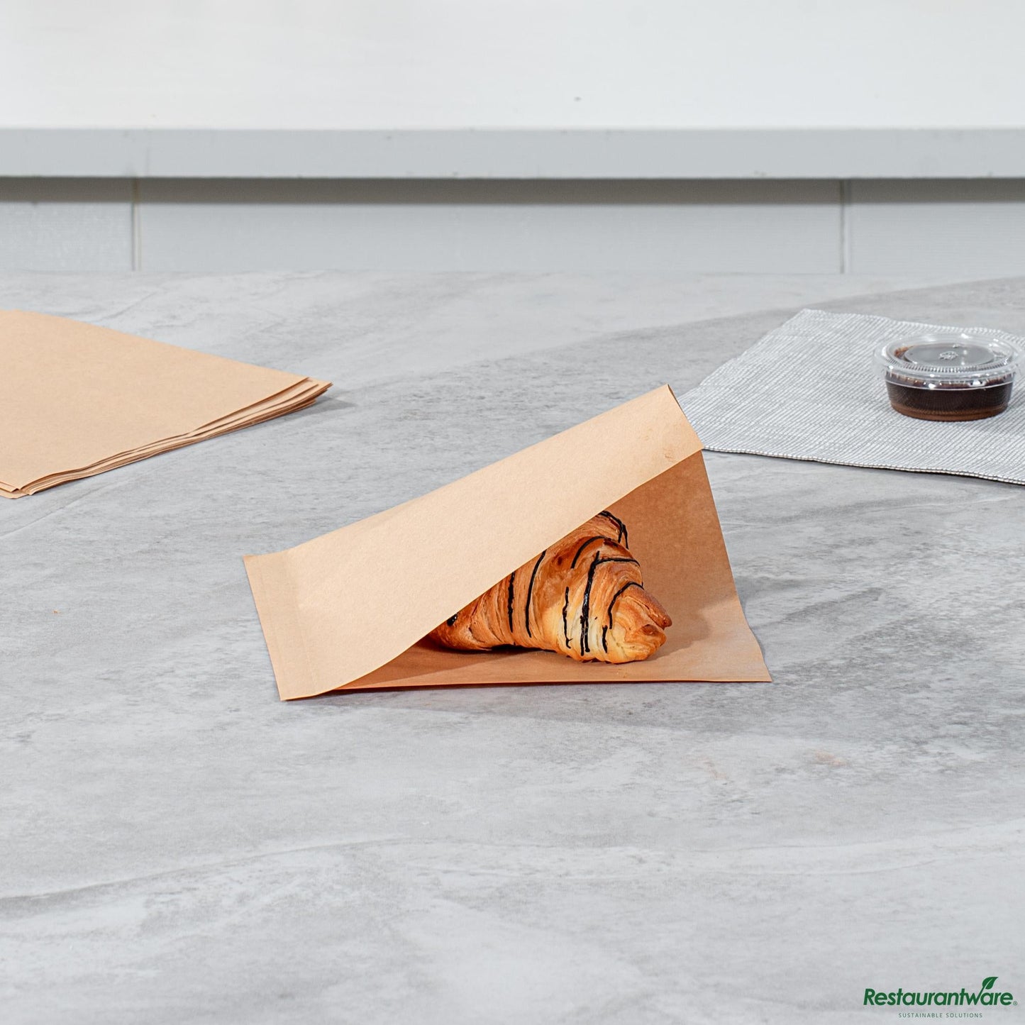 Wholesale Restaurantware Kraft Paper Medium Double Open Bag - Greaseproof - 7" X 6.8" X 0.1"- Bulk