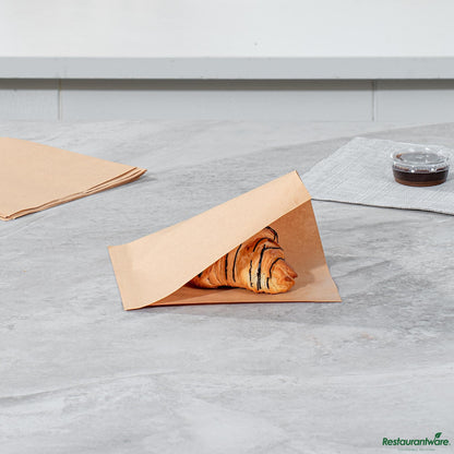Wholesale Restaurantware Kraft Paper Medium Double Open Bag - Greaseproof - 7" X 6.8" X 0.1"- Bulk