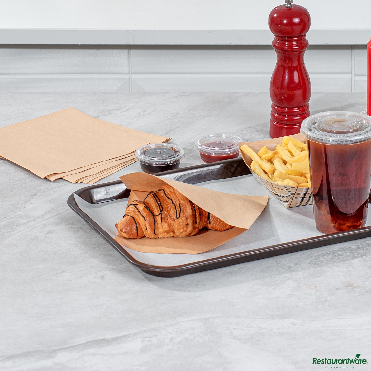 Wholesale Restaurantware Kraft Paper Medium Double Open Bag - Greaseproof - 7" X 6.8" X 0.1"- Bulk