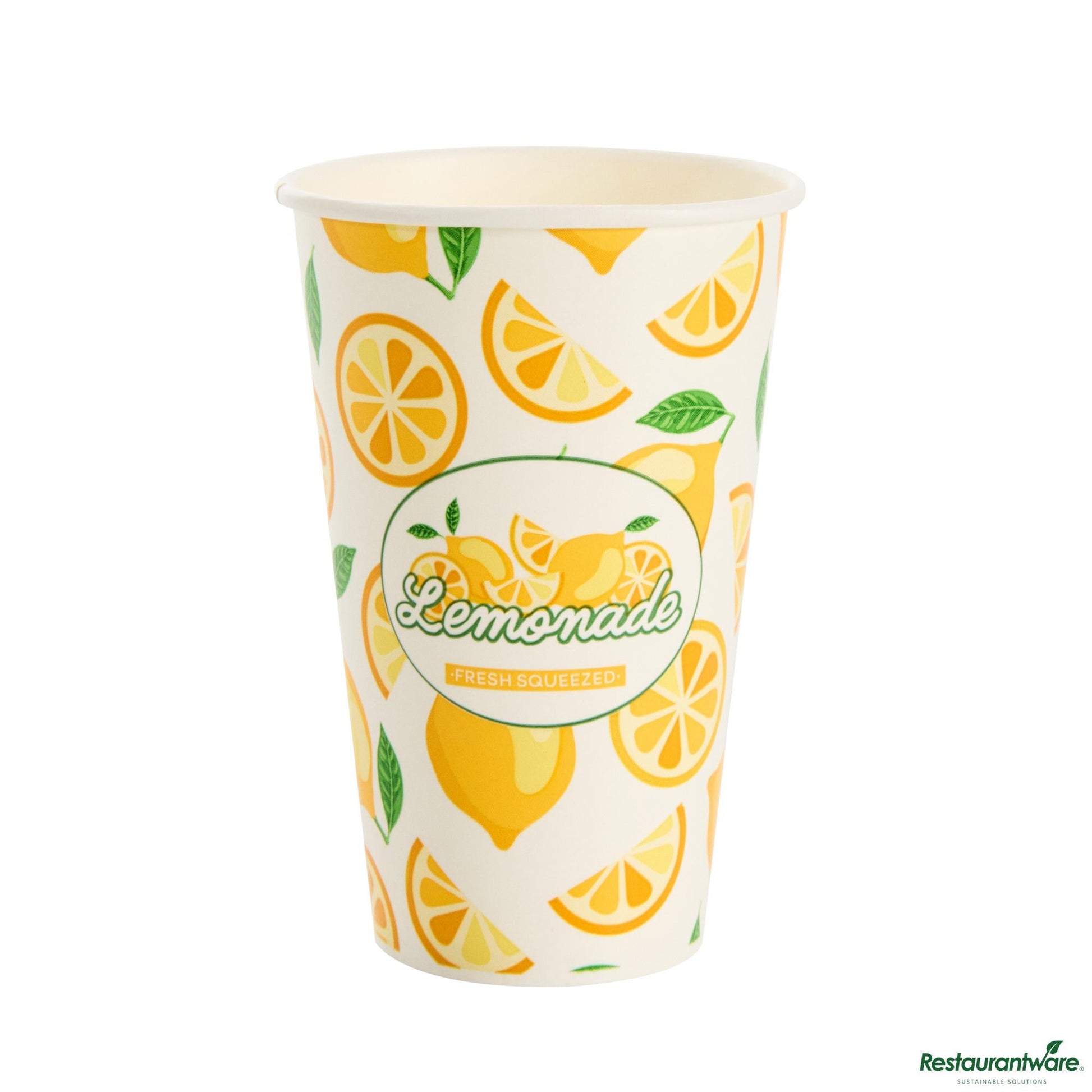 Wholesale Restaurantware 16 Oz Poly Paper Lemonade Cup - 3.5" X 3.5" X 5.4"- Bulk