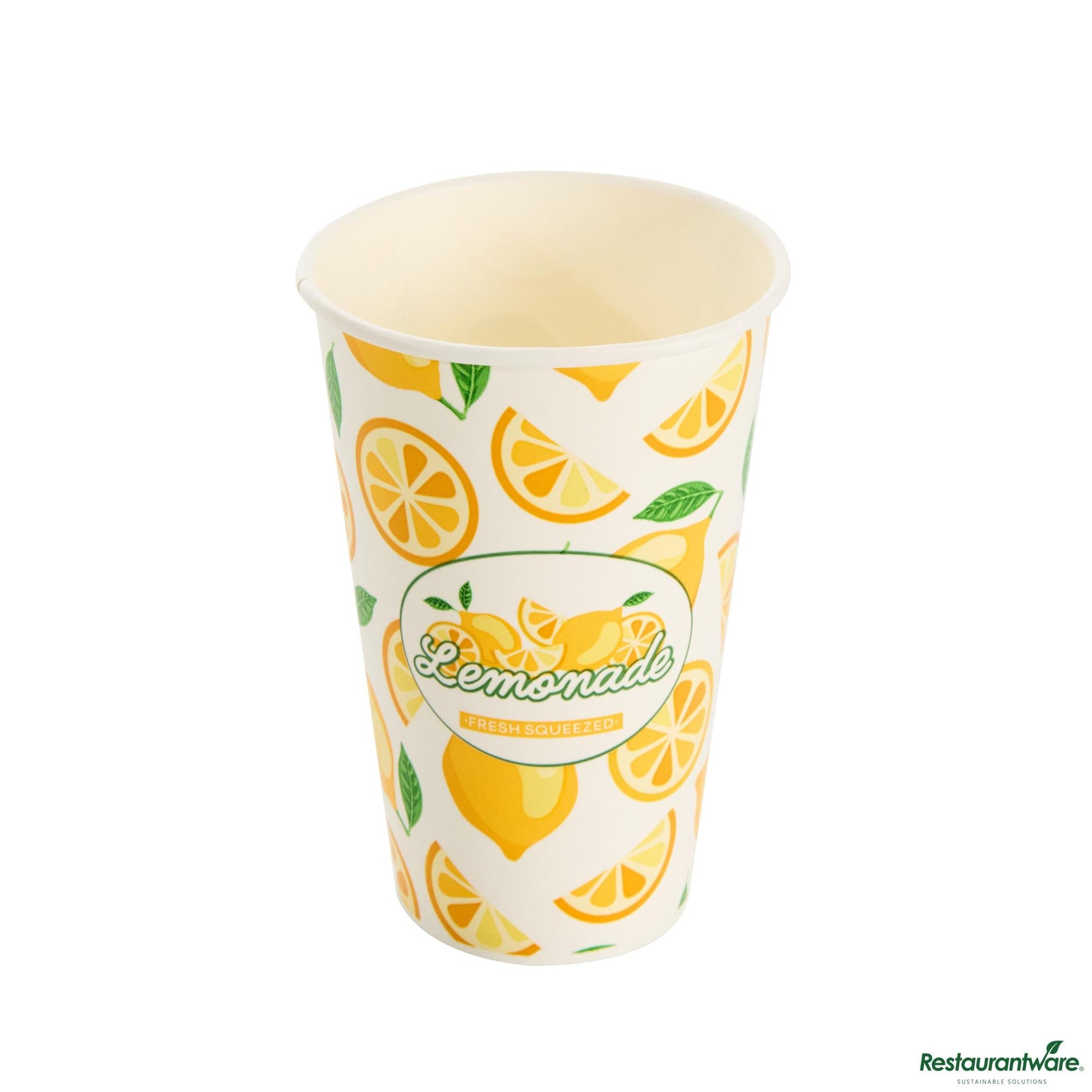 Wholesale Restaurantware 16 Oz Poly Paper Lemonade Cup - 3.5" X 3.5" X 5.4"- Bulk