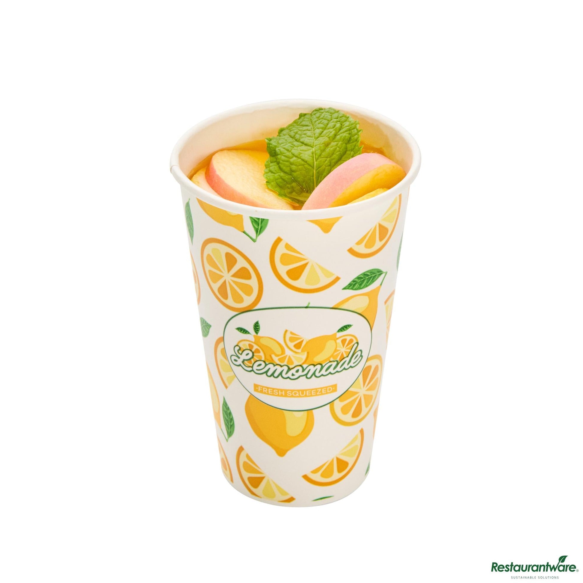 Wholesale Restaurantware 16 Oz Poly Paper Lemonade Cup - 3.5" X 3.5" X 5.4"- Bulk
