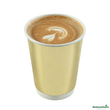 Wholesale Restaurantware 12 Oz Metallic Gold Paper Hot / Cold Cup - 3.5" X 3.5" X 4.3"- Bulk