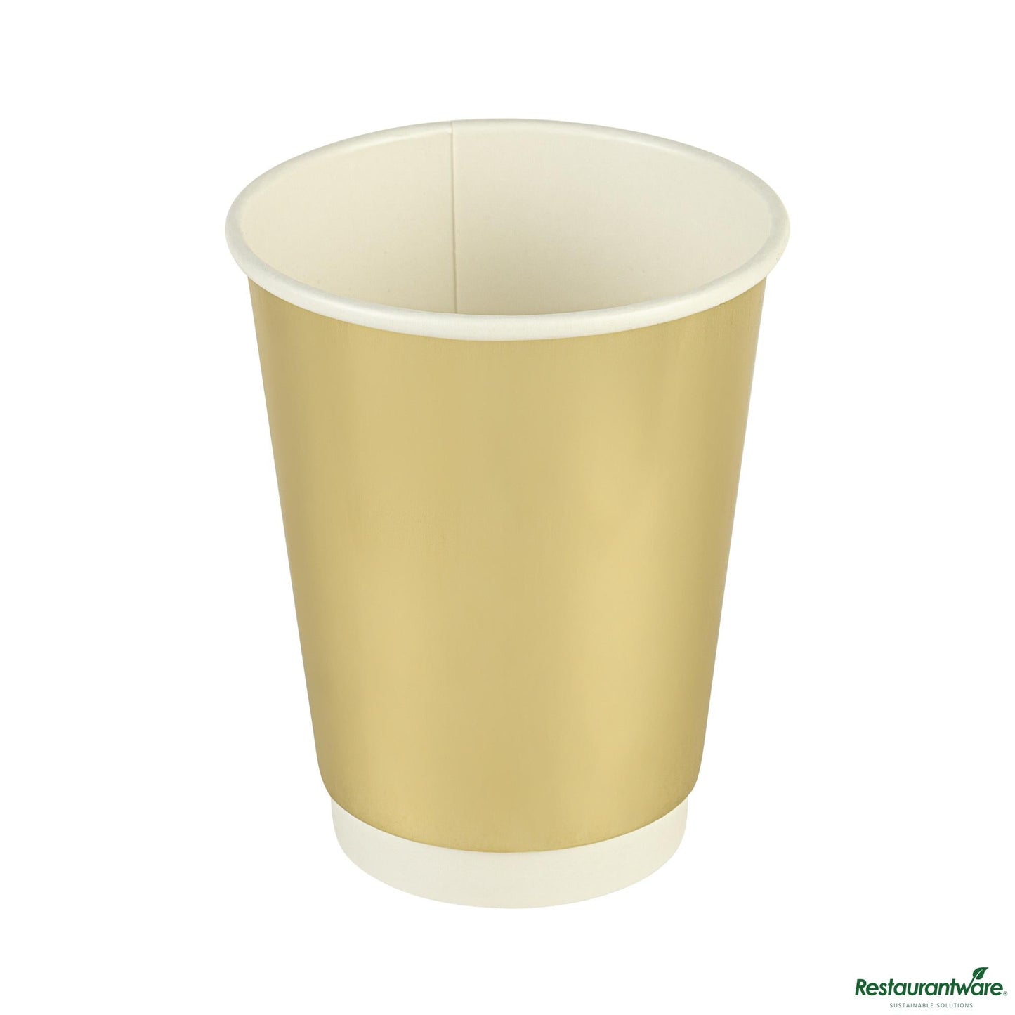 Wholesale Restaurantware 12 Oz Metallic Gold Paper Hot / Cold Cup - 3.5" X 3.5" X 4.3"- Bulk