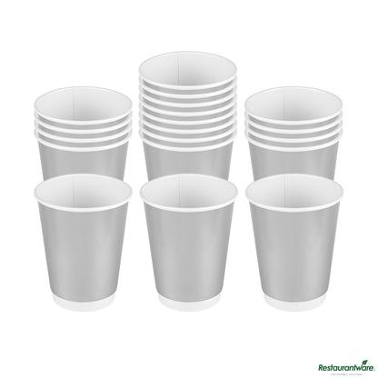 Wholesale Restaurantware 12 Oz Metallic Silver Paper Hot / Cold Cup - 3.5" X 3.5" X 4.3"- Bulk