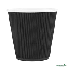 Wholesale Restaurantware 8 Oz Black Paper Hot Cup - Individually Wrapped, Ripple Wall - 3.5" X 3.5" X 3.3"- Bulk