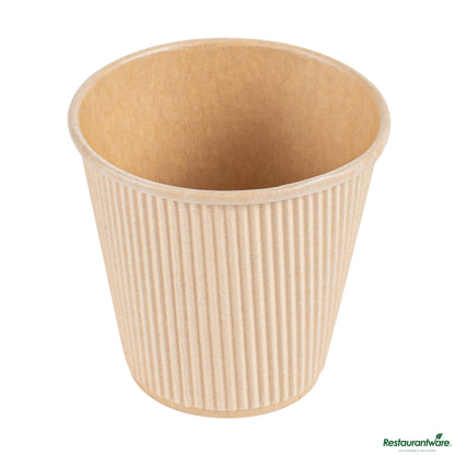 Restaurantware 8 Oz Kraft Paper Hot Cup- Individually Wrapped,compostable,ripple Wall - 3.5" X 3.5" X 3.3"