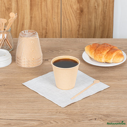 Restaurantware 8 Oz Kraft Paper Hot Cup- Individually Wrapped,compostable,ripple Wall - 3.5" X 3.5" X 3.3"