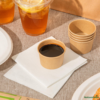 Wholesale Restaurantware 1 Oz Kraft Poly-Coated Paper Portion Cup - 2.4"×2.4"×1.6"- Bulk