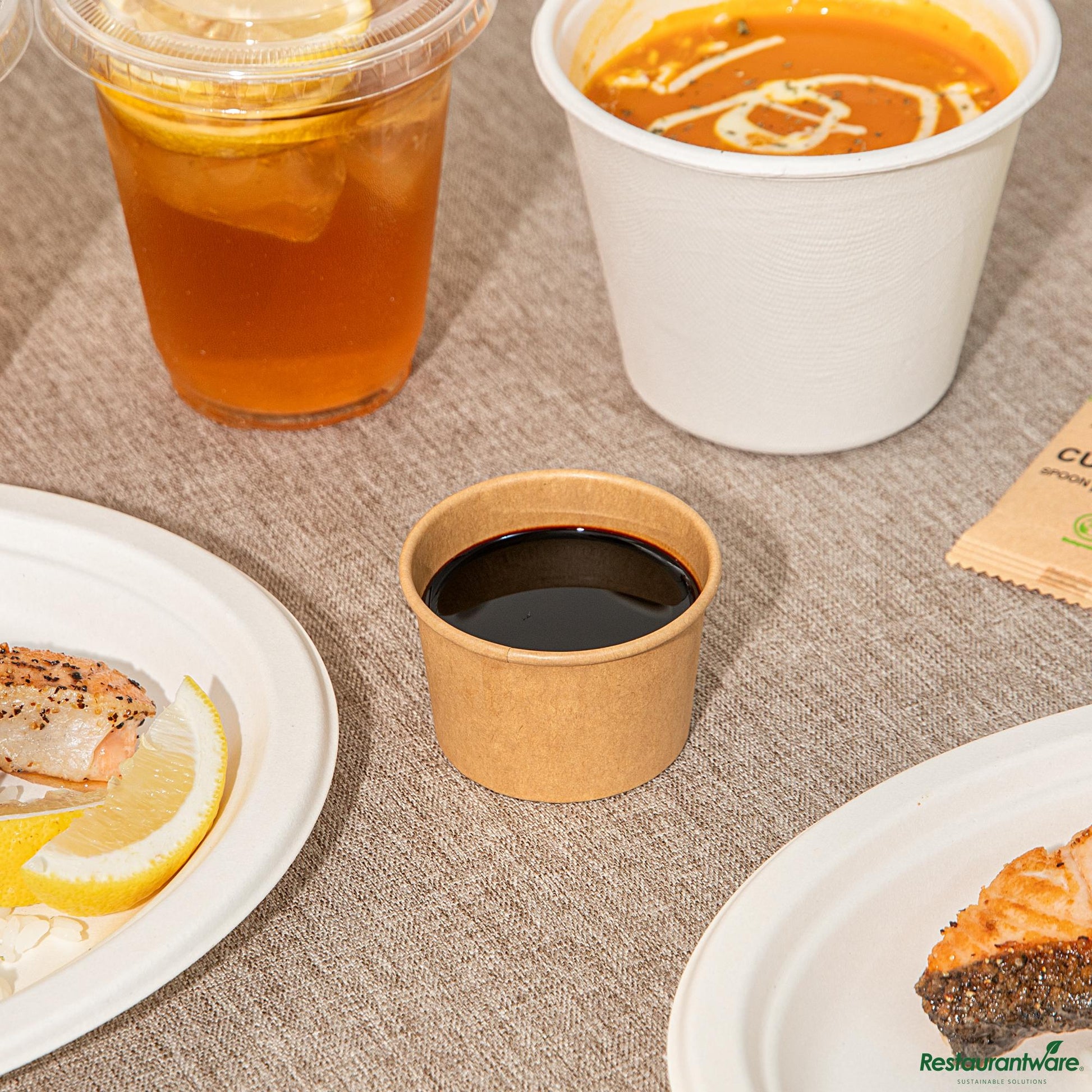 Wholesale Restaurantware 1 Oz Kraft Poly-Coated Paper Portion Cup - 2.4"×2.4"×1.6"- Bulk