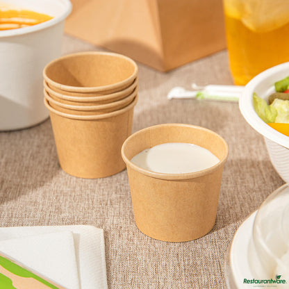 Wholesale Restaurantware 2 Oz Kraft Poly-Coated Paper Portion Cup - 2.4"×2.4"×1.9"- Bulk