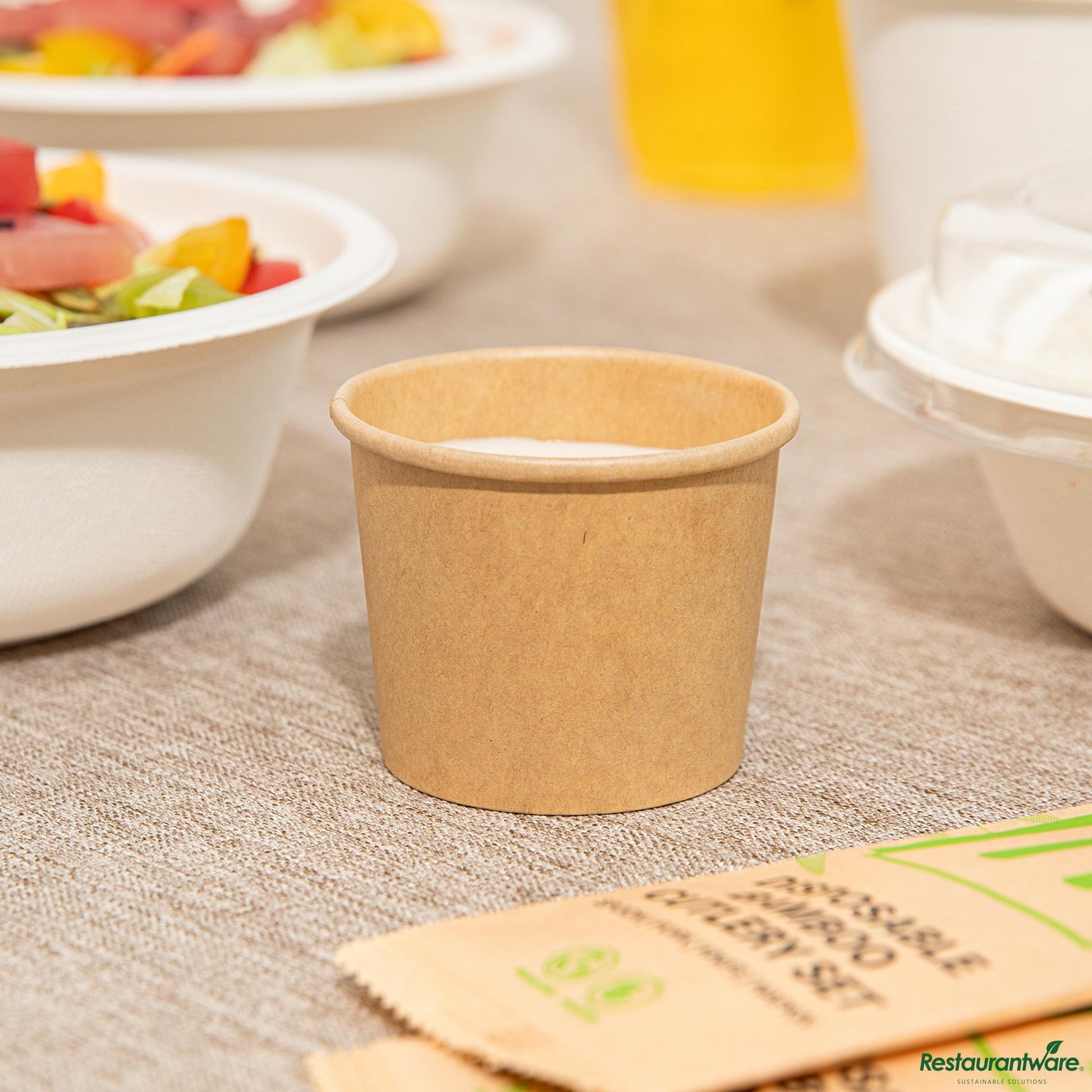 Wholesale Restaurantware 2 Oz Kraft Poly-Coated Paper Portion Cup - 2.4"×2.4"×1.9"- Bulk