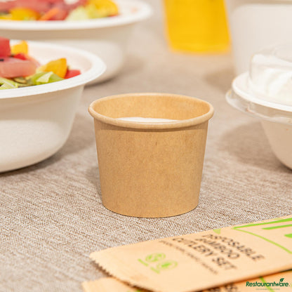 Wholesale Restaurantware 2 Oz Kraft Poly-Coated Paper Portion Cup - 2.4"×2.4"×1.9"- Bulk