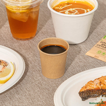 Wholesale Restaurantware 4 Oz Kraft Poly-Coated Paper Portion Cup - 2.4"×2.4"×2.6"- Bulk