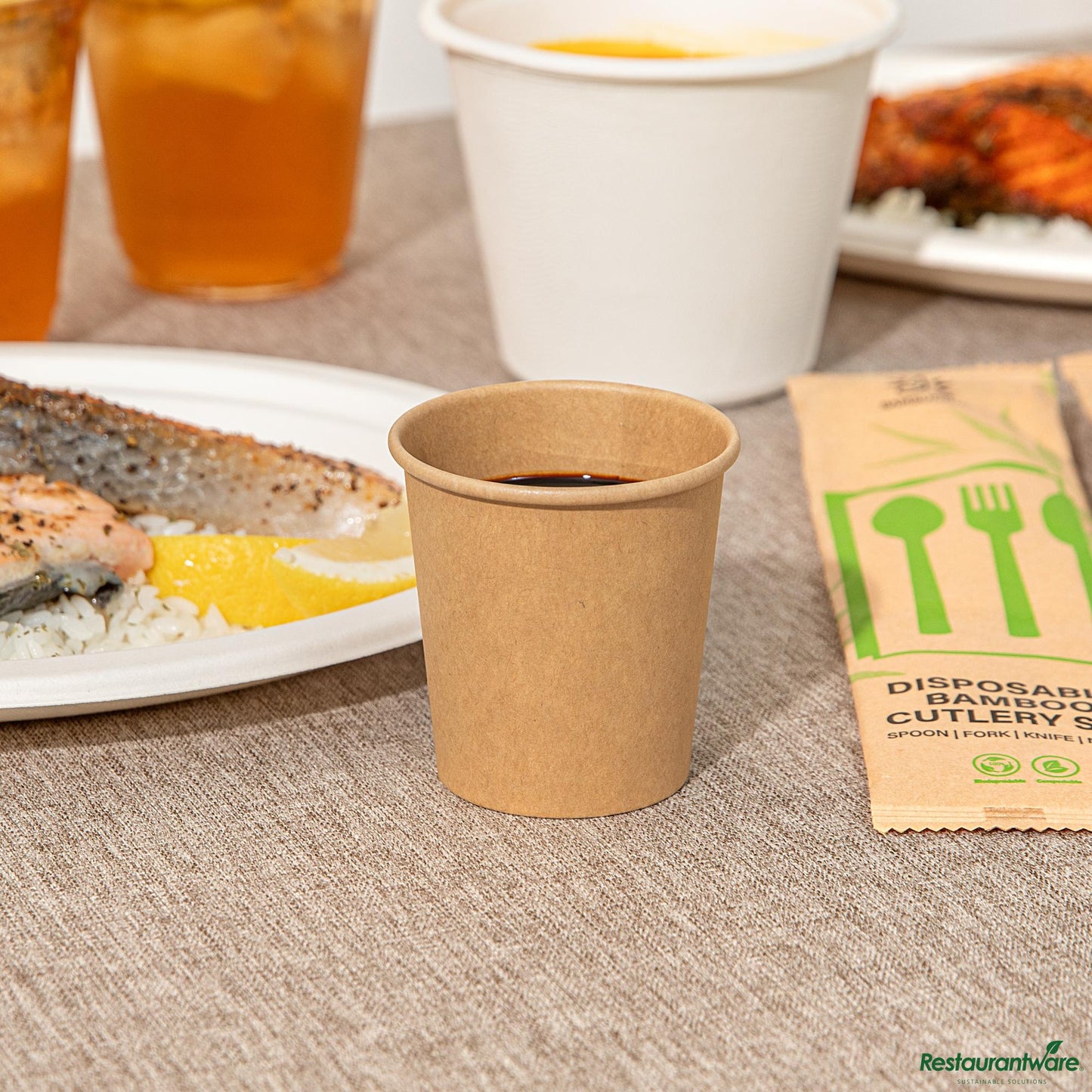 Wholesale Restaurantware 4 Oz Kraft Poly-Coated Paper Portion Cup - 2.4"×2.4"×2.6"- Bulk
